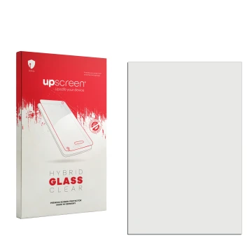 Face avant d’un emballage produit avec le logo de la marque upscreen. À côté se trouve la protection d’écran correspondante.