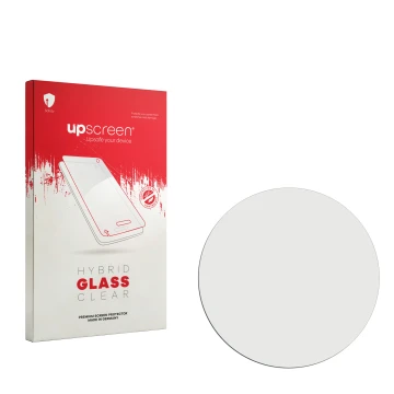 Face avant d’un emballage produit avec le logo de la marque upscreen. À côté se trouve la protection d’écran correspondante.