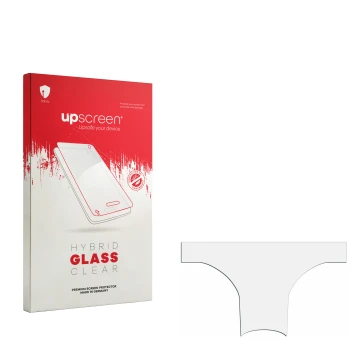 Face avant d’un emballage produit avec le logo de la marque upscreen. À côté se trouve la protection d’écran correspondante.