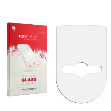 Face avant d’un emballage produit avec le logo de la marque upscreen. À côté se trouve la protection d’écran correspondante.