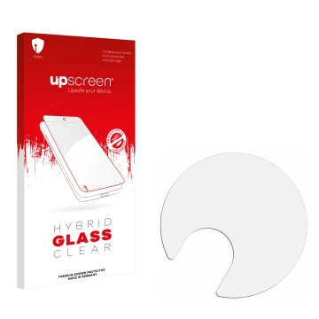 Face avant d’un emballage produit avec le logo de la marque upscreen. À côté se trouve la protection d’écran correspondante.