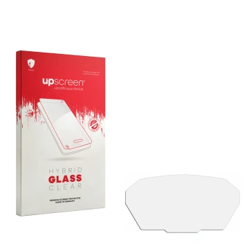 Face avant d’un emballage produit avec le logo de la marque upscreen. À côté se trouve la protection d’écran correspondante.