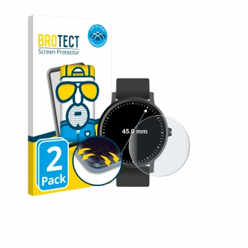 Face avant d’un emballage produit avec le logo de la marque BROTECT. À côté, l’appareil Montres (Circulaire, ø: 45 mm) est rep