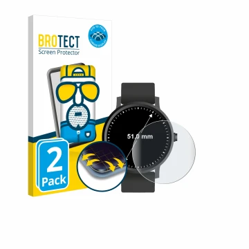 Face avant d’un emballage produit avec le logo de la marque BROTECT. À côté, l’appareil Montres (Circulaire, ø: 51 mm) est rep