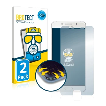 Face avant d’un emballage produit avec le logo de la marque BROTECT. À côté, l’appareil Samsung Galaxy A5 2016 est représenté 