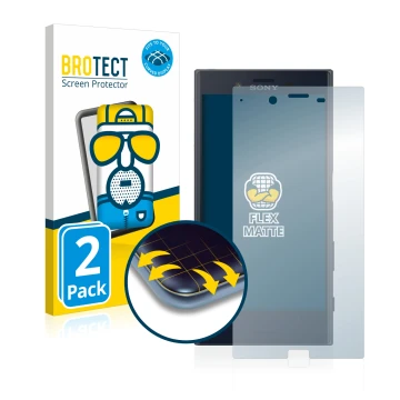 Face avant d’un emballage produit avec le logo de la marque BROTECT. À côté, l’appareil Sony Xperia XZ est représenté avec la 
