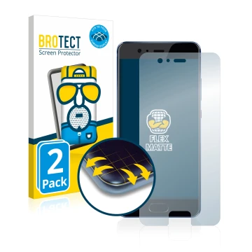 Face avant d’un emballage produit avec le logo de la marque BROTECT. À côté, l’appareil Huawei P10 est représenté avec la prot