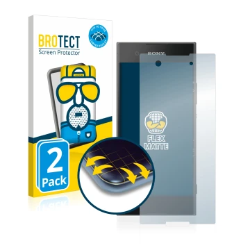 Face avant d’un emballage produit avec le logo de la marque BROTECT. À côté, l’appareil Sony Xperia XA1 est représenté avec la