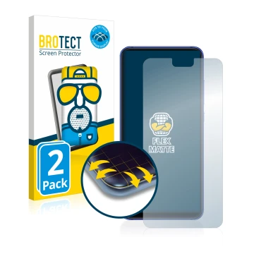 Face avant d’un emballage produit avec le logo de la marque BROTECT. À côté, l’appareil Xiaomi Mi 8 Lite est représenté avec l