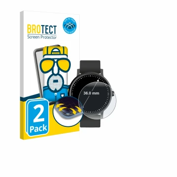 Face avant d’un emballage produit avec le logo de la marque BROTECT. À côté, l’appareil Circulaire Displays (ø: 36 mm) est rep