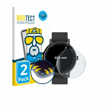 Face avant d’un emballage produit avec le logo de la marque BROTECT. À côté, l’appareil Circulaire Displays (ø: 42 mm) est rep