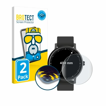 Face avant d’un emballage produit avec le logo de la marque BROTECT. À côté, l’appareil Circulaire Displays (ø: 43 mm) est rep