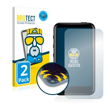 Face avant d’un emballage produit avec le logo de la marque BROTECT. À côté, l’appareil FiiO M6 est représenté avec la protect