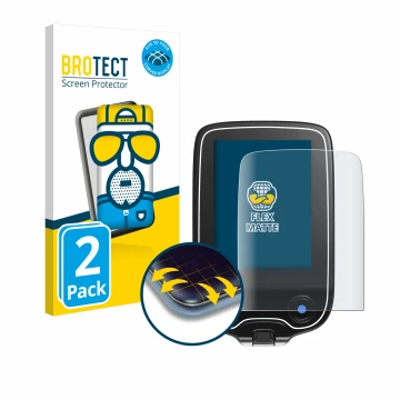 Face avant d’un emballage produit avec le logo de la marque BROTECT. À côté, l’appareil Freestyle Libre 2 est représenté avec 