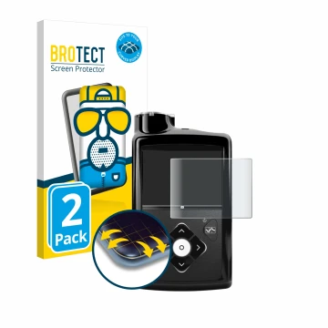 Face avant d’un emballage produit avec le logo de la marque BROTECT. À côté, l’appareil Medtronic Minimed 670G est représenté 