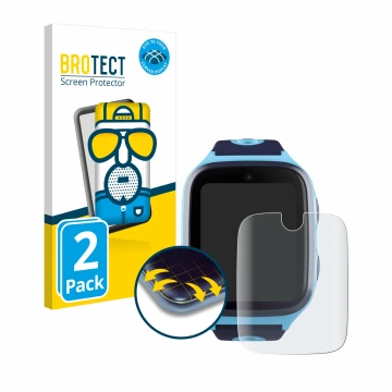 Face avant d’un emballage produit avec le logo de la marque BROTECT. À côté, l’appareil Xplora X4 est représenté avec la prote