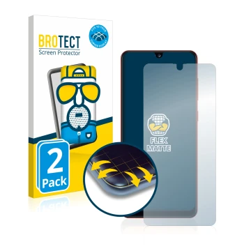 Face avant d’un emballage produit avec le logo de la marque BROTECT. À côté, l’appareil Samsung Galaxy A31 est représenté avec