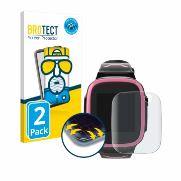 Face avant d’un emballage produit avec le logo de la marque BROTECT. À côté, l’appareil Xplora X5 Play est représenté avec la 