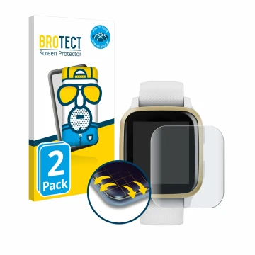 Face avant d’un emballage produit avec le logo de la marque BROTECT. À côté, l’appareil Garmin Venu Sq est représenté avec la 
