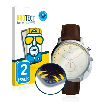 Face avant d’un emballage produit avec le logo de la marque BROTECT. À côté, l’appareil Fossil Neutra Hybrid HR est représenté