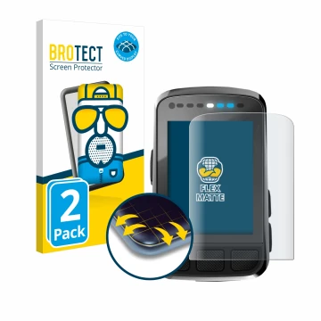 Face avant d’un emballage produit avec le logo de la marque BROTECT. À côté, l’appareil Wahoo Elemnt Bolt V2 GPS est représent