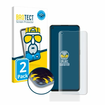Face avant d’un emballage produit avec le logo de la marque BROTECT. À côté, l’appareil realme GT 2 Pro est représenté avec la