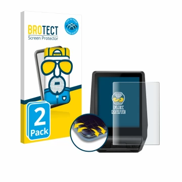 Face avant d’un emballage produit avec le logo de la marque BROTECT. À côté, l’appareil Bosch Nyon 2 2021 est représenté avec 