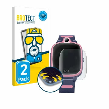 Face avant d’un emballage produit avec le logo de la marque BROTECT. À côté, l’appareil Fitonme 4G Smartwatch S.B-1034 est rep