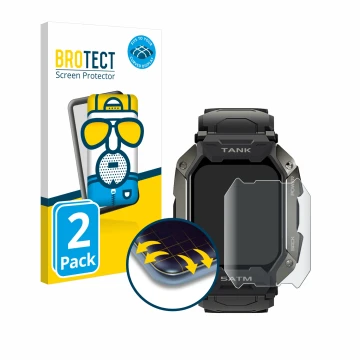 Face avant d’un emballage produit avec le logo de la marque BROTECT. À côté, l’appareil Kospet Tank M1 est représenté avec la 