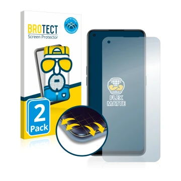 Face avant d’un emballage produit avec le logo de la marque BROTECT. À côté, l’appareil OnePlus Nord CE 2 5G est représenté av