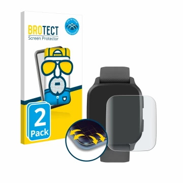 Face avant d’un emballage produit avec le logo de la marque BROTECT. À côté, l’appareil Garmin Venu Sq 2 est représenté avec l