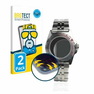 Face avant d’un emballage produit avec le logo de la marque BROTECT. À côté, l’appareil Vostok Amphibian Klassik 110647 est re