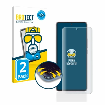 Face avant d’un emballage produit avec le logo de la marque BROTECT. À côté, l’appareil Xiaomi Redmi Note 12 Pro 5G est représ