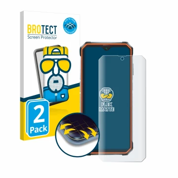 Face avant d’un emballage produit avec le logo de la marque BROTECT. À côté, l’appareil Blackview BV9200 est représenté avec l