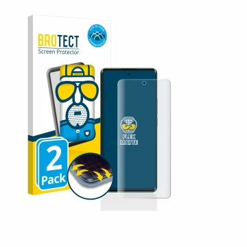 Face avant d’un emballage produit avec le logo de la marque BROTECT. À côté, l’appareil realme 11 Pro Plus est représenté avec