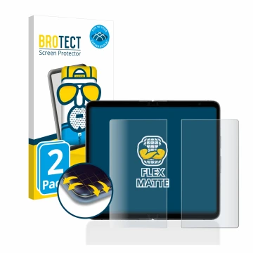 Face avant d’un emballage produit avec le logo de la marque BROTECT. À côté, l’appareil Google Pixel Fold (Affichage interne) 