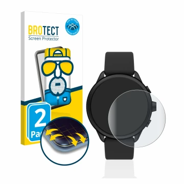 Face avant d’un emballage produit avec le logo de la marque BROTECT. À côté, l’appareil Fossil Smartwatch Wellness (Gen 6) Hyb