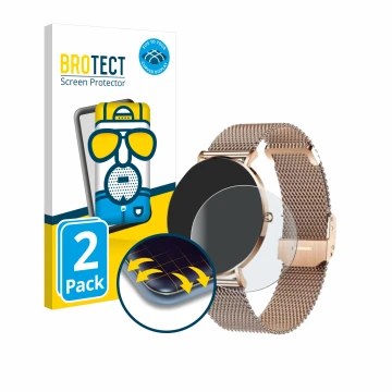 Face avant d’un emballage produit avec le logo de la marque BROTECT. À côté, l’appareil Xcoast X-Watch Siona 2 est représenté 