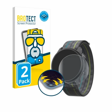 Face avant d’un emballage produit avec le logo de la marque BROTECT. À côté, l’appareil Coros Pace 3 est représenté avec la pr