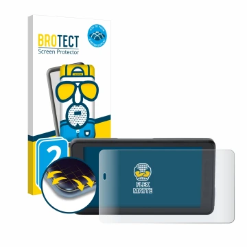 Face avant d’un emballage produit avec le logo de la marque BROTECT. À côté, l’appareil BMW ConnectedRide Navigator est représ