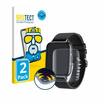 Face avant d’un emballage produit avec le logo de la marque BROTECT. À côté, l’appareil Tisoutec Smartwatch 1.7