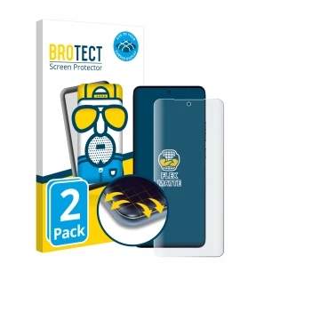 Face avant d’un emballage produit avec le logo de la marque BROTECT. À côté, l’appareil Motorola Edge 50 Fusion est représenté