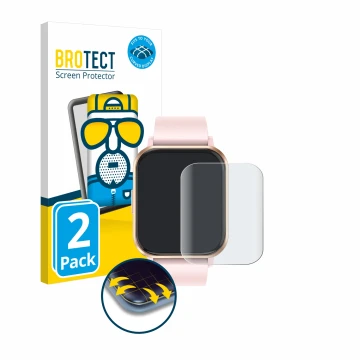 Face avant d’un emballage produit avec le logo de la marque BROTECT. À côté, l’appareil walkbee Smartwatch 1.83
