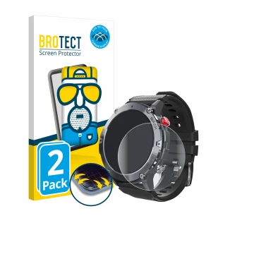 Face avant d’un emballage produit avec le logo de la marque BROTECT. À côté, l’appareil Darmowade Smartwatch 1.32