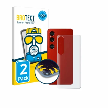 Face avant d’un emballage produit avec le logo de la marque BROTECT. À côté, l’appareil Sony Xperia 1 VI (Arrière) est représe