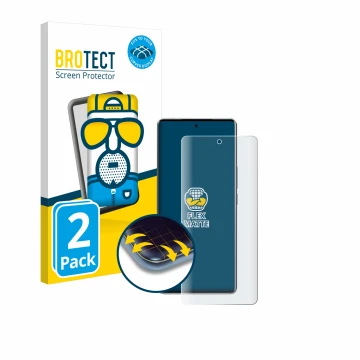 Face avant d’un emballage produit avec le logo de la marque BROTECT. À côté, l’appareil Vivo V40 est représenté avec la protec