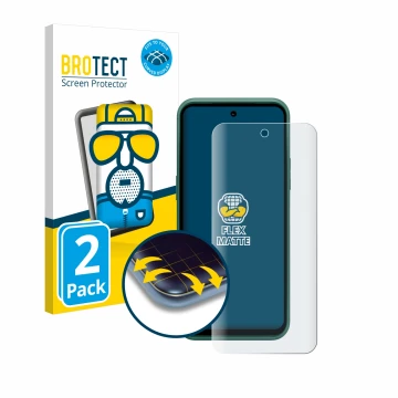 Face avant d’un emballage produit avec le logo de la marque BROTECT. À côté, l’appareil Nokia XR21 Limited Edition est représe