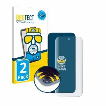 Face avant d’un emballage produit avec le logo de la marque BROTECT. À côté, l’appareil Nothing Phone (2a) Plus est représenté