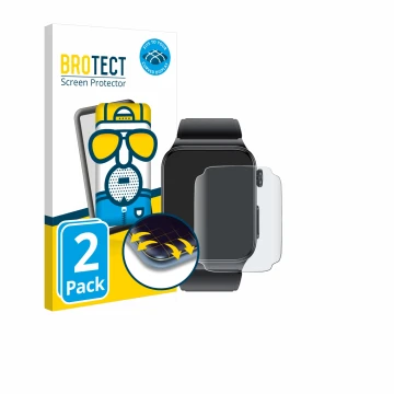 Face avant d’un emballage produit avec le logo de la marque BROTECT. À côté, l’appareil andoer Smartwatch 1.85