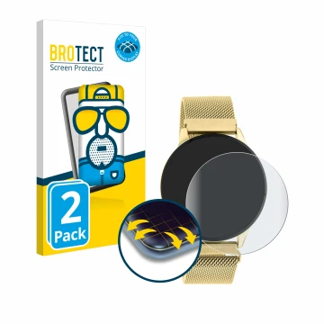 Face avant d’un emballage produit avec le logo de la marque BROTECT. À côté, l’appareil Oozoo Q00121 est représenté avec la pr
